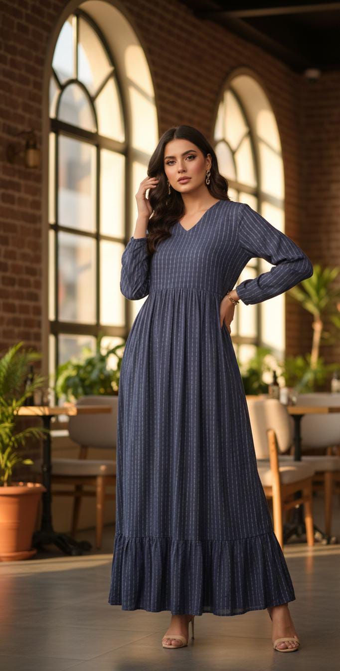 Effortless Striped Empire Dress