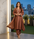 Copper Bronze Sheesha Silk Embroidered 3-Piece Suite