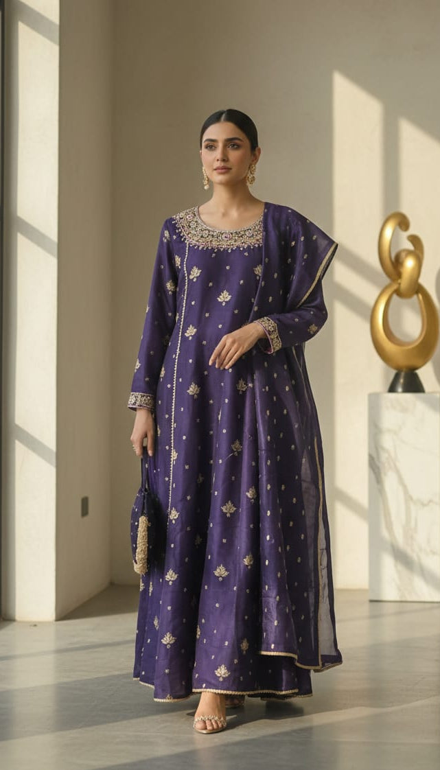 Royal Purple Hand-Worked Maxi