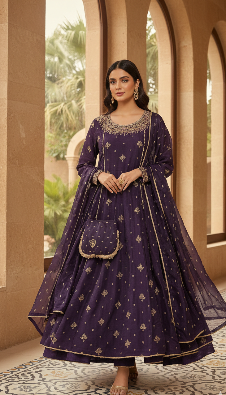 Royal Purple Hand-Worked Maxi