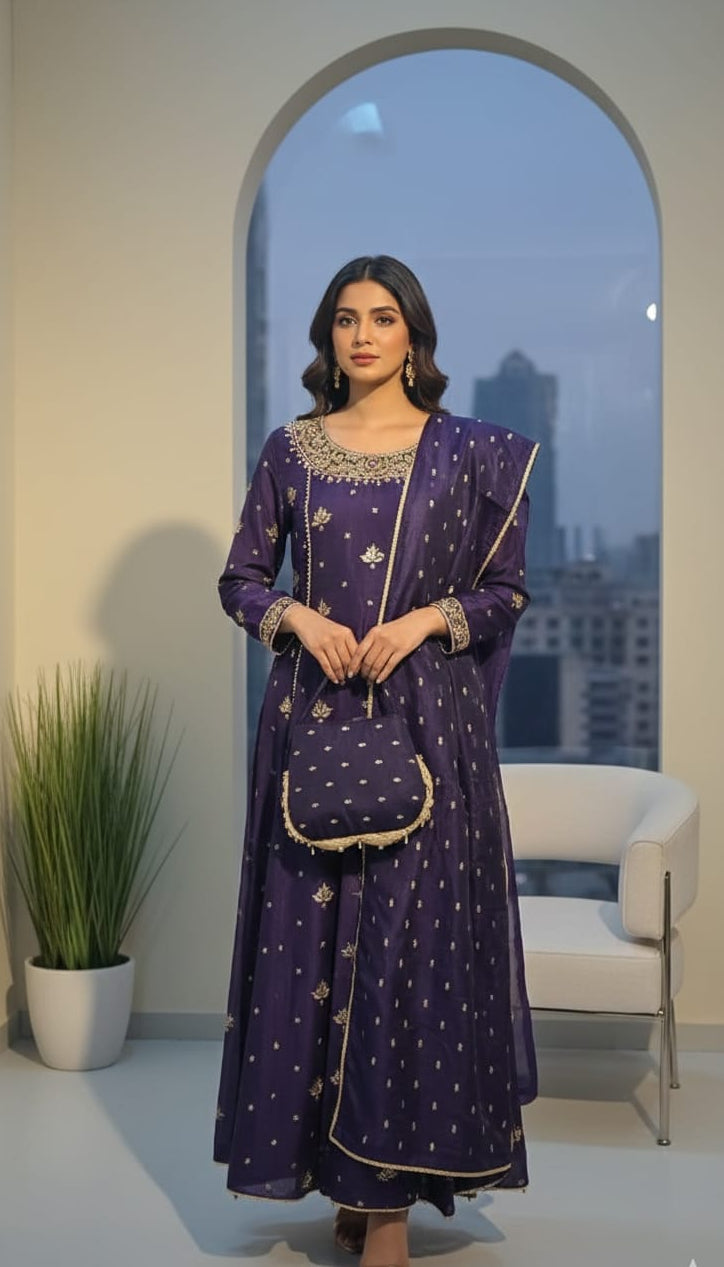 Royal Purple Hand-Worked Maxi