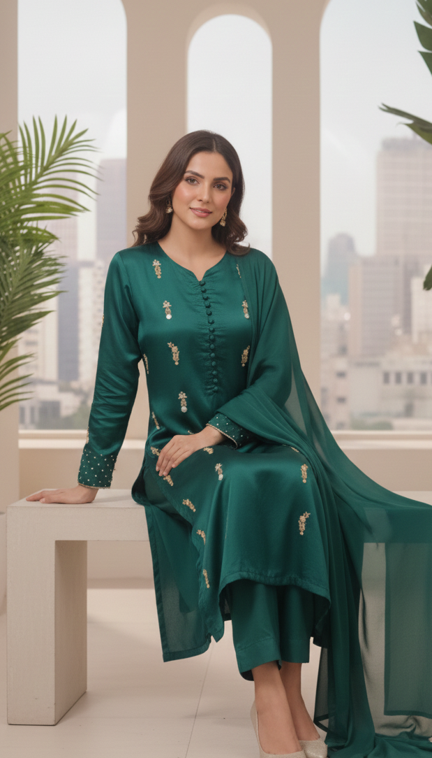 Emerald Muse Shamose Silk Set