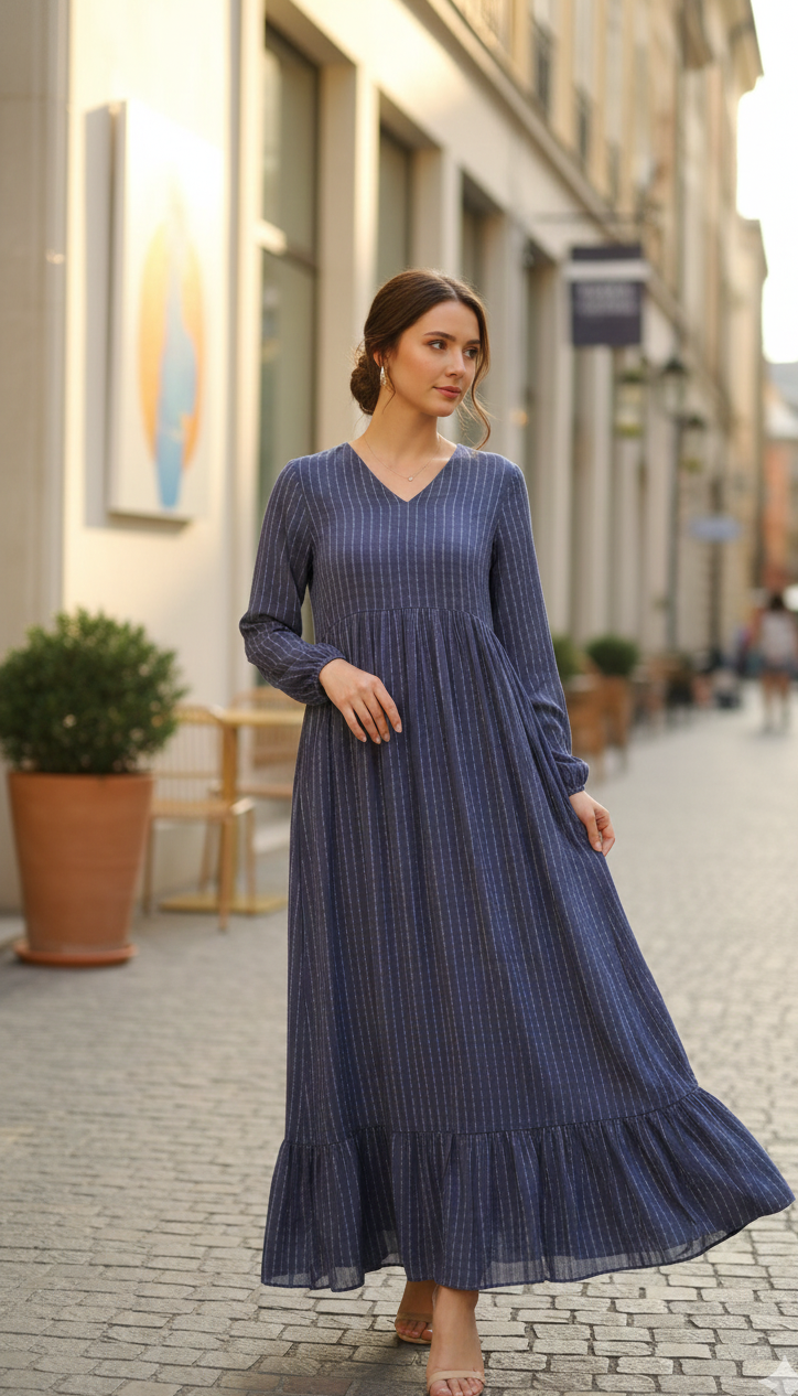 Effortless Striped Empire Dress