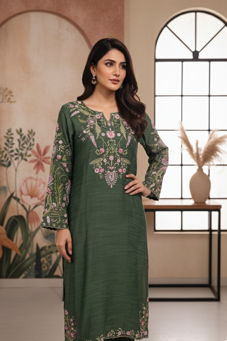 Russian Silk Co-ord Set with Artisanal Hand-Touching