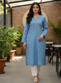 Sky Blue Chikankari Essentials