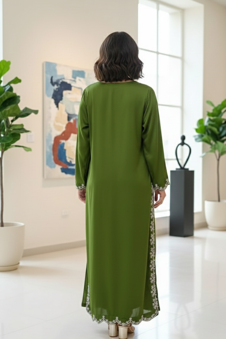 Artisan Embroidered Moroccan-Style Kaftan