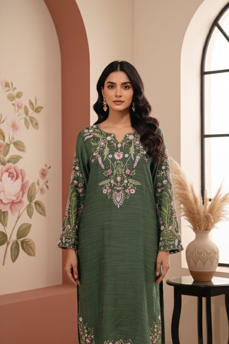 Russian Silk Co-ord Set with Artisanal Hand-Touching