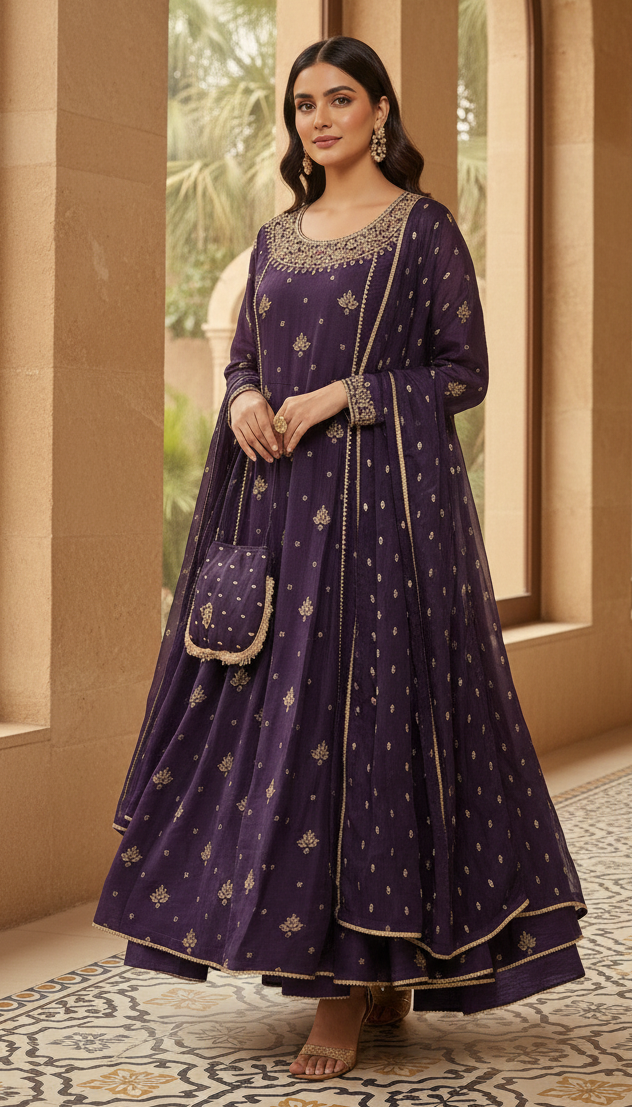 Royal Purple Hand-Worked Maxi