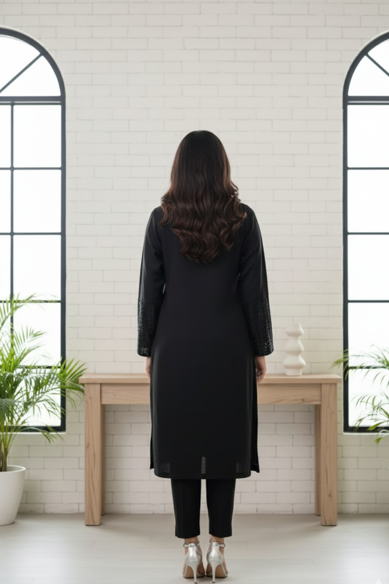 The Midnight Gala: Hand-Embellished Raw Silk Co-ord🖤