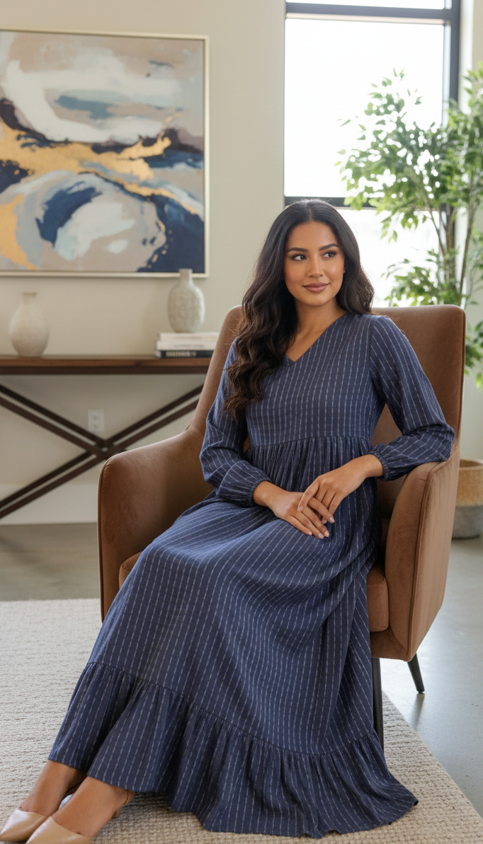 Effortless Striped Empire Dress