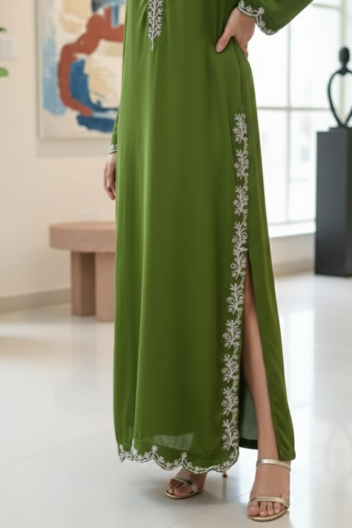 Artisan Embroidered Moroccan-Style Kaftan