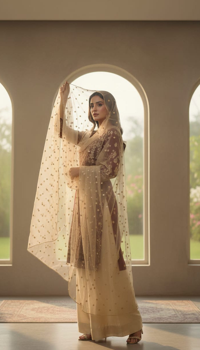 Deep Maroon Sequin Peplum & Silk Palazzo Set