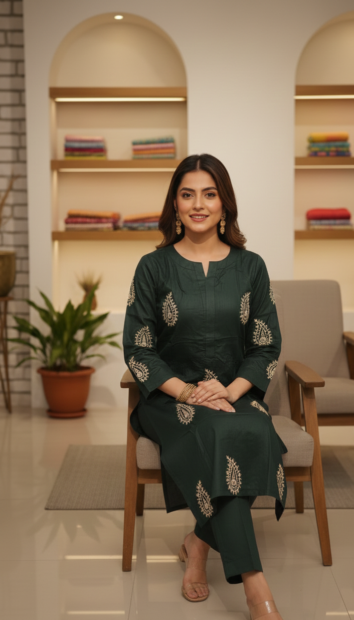 Machine-Embroidered 2-PC Suit