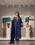 Midnight Navy Embroidered Kurta Set with Pink Accents